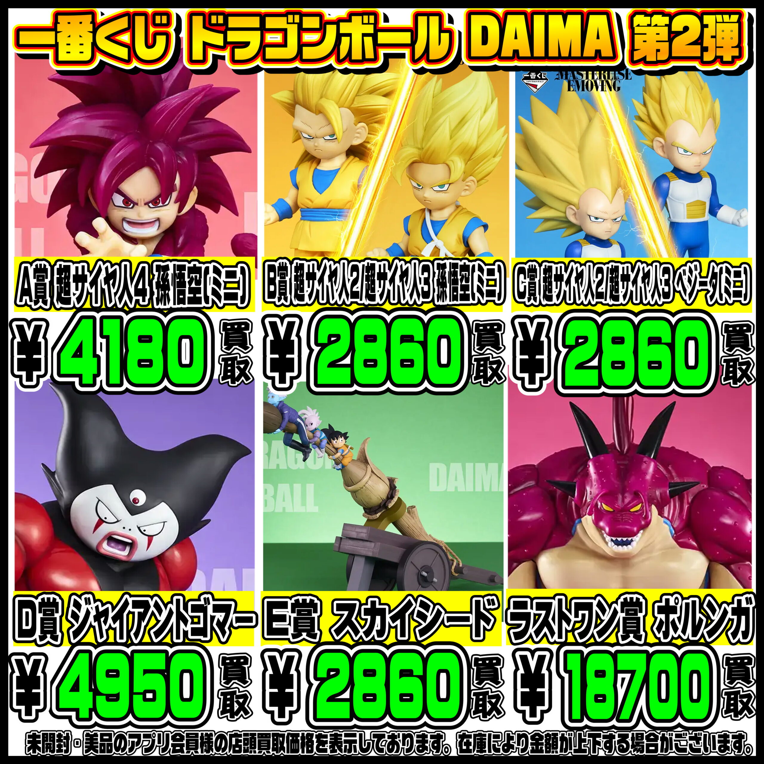 新作一番くじ買取リスト更新しました! 3/15~ ドラゴンボール 新作一番くじ買取リスト更新しました! 3/15~ ドラゴンボール
