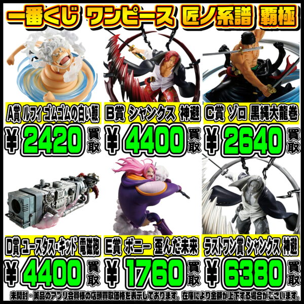 新作一番くじ買取リスト更新しました！ 4/6～ ワンピース・ガンダム 