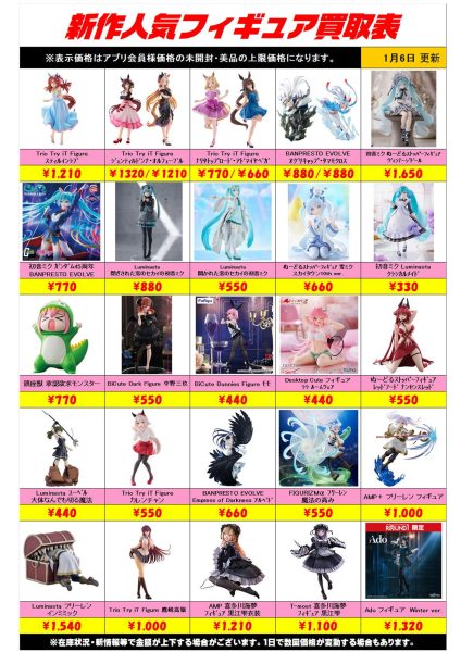 新作プライズフィギュア買取リスト更新しました！ - ホビー玩具買取