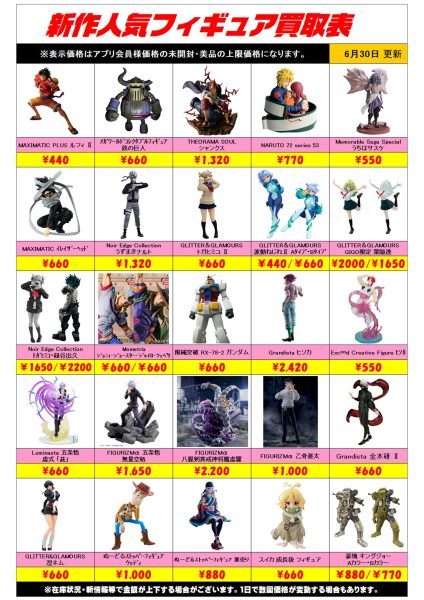 新作プライズフィギュア買取リスト更新しました！ 6/30～ - ホビー玩具