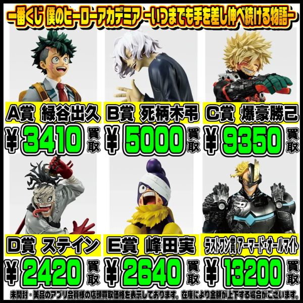 新作一番くじ買取リスト更新しました！ 6/26～ ナルト・ヒロアカ・北斗